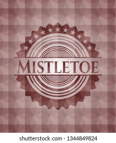 Mistletoe red emblem with geometric pattern background. Seamless.