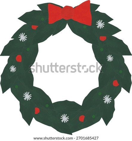 Mistletoe with red ribbon  Paper Cut Christmas Icon Elements