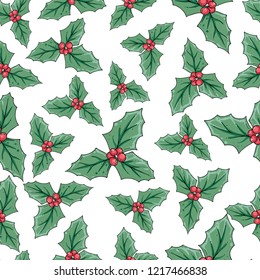 Mistletoe seamless pattern, vector