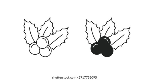 Icono de conjunto de muérdago con fondo blanco Ilustración de stock de Vector