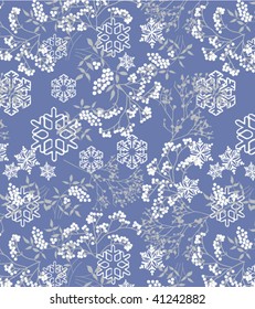 Mistletoe and snowflakes seamless wallpaper