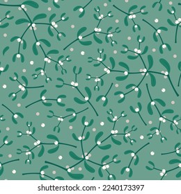 mistletoe sprigs seamless pattern winter background