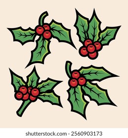 Mistletoe Vector Clip Art Illustration on Isolated Object. Christmas Vector Illustration. Christmas Vector Theme Illustration. Christmas Theme Vector Illustration.