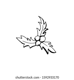 Mistletoe. Vector. Doodle Isolated on a white background. Can be used for decoration of congratulations, cards, invitations. Suitable for t-shirts, mugs, gifts.