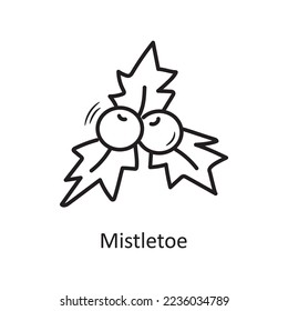 Mistletoe vector outline Icon Design illustration. Christmas Symbol on White background EPS 10 File