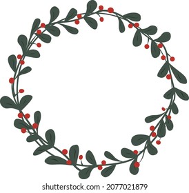 Mistletoe vector. Mistletoe wreath. Vector pattern. Mistletoe decoration. Christmas's wreath.