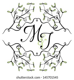 Mistletoe wedding invitation