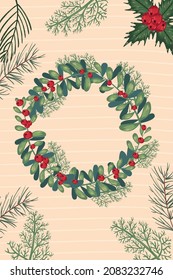 mistletoe wreath card with pants