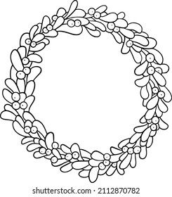 Mistletoe wreath for Christmas cards and merchandise. Merry Christmas vector illustration