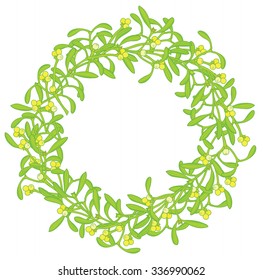 Mistletoe wreath isolated on white, vector illustration