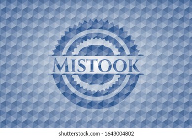 Mistook blue polygonal badge. Vector Illustration. Detailed.