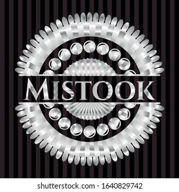 Mistook silvery shiny badge. Vector Illustration. Mosaic.