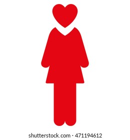 Mistress icon. Vector style is flat iconic symbol with rounded angles, red color, white background.