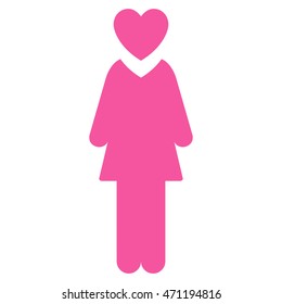 Mistress icon. Vector style is flat iconic symbol with rounded angles, pink color, white background.