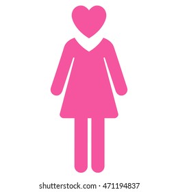 Mistress icon. Vector style is flat iconic symbol with rounded angles, pink color, white background.