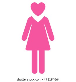 Mistress icon. Vector style is flat iconic symbol with rounded angles, pink color, white background.