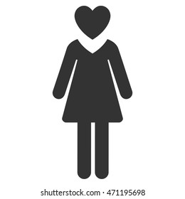 Mistress icon. Vector style is flat iconic symbol with rounded angles, gray color, white background.