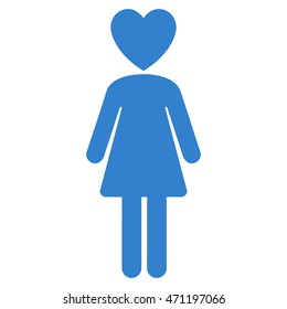 Mistress icon. Vector style is flat iconic symbol with rounded angles, cobalt color, white background.
