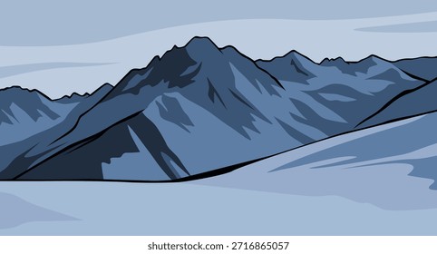 Misty Blue Mountain Range design art