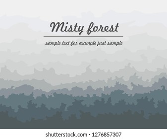 Misty forest. Nature landscape vector background