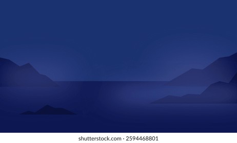 Misty Moonlit Ocean with Rocky Shores