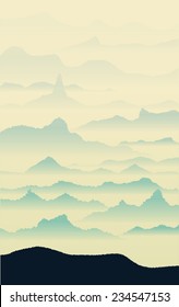 Misty sunrise in the mountains