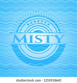 Misty water representation badge background.