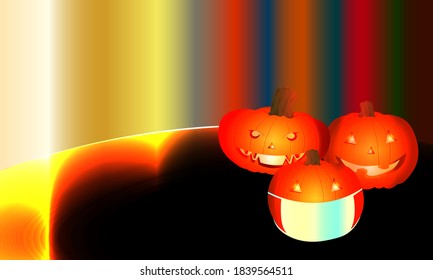 mistyc red light in the dark for halloween party background with pumkins