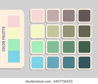 mistyrose lemonchiffon palegreen skyblue color palette, colour matching, rgb colors, harmonious colours catalog sample, design and edit idea