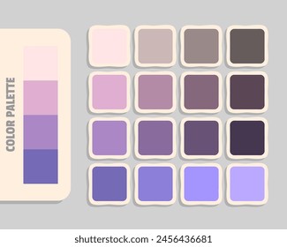 mistyrose plum mediumpurple slateblue color palette, colour matching, rgb colors, harmonious colours catalog sample, design and edit idea