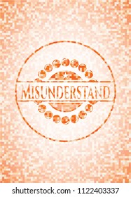 Misunderstand abstract emblem, orange mosaic background