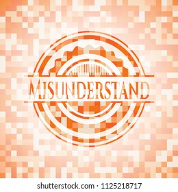 Misunderstand abstract orange mosaic emblem with background