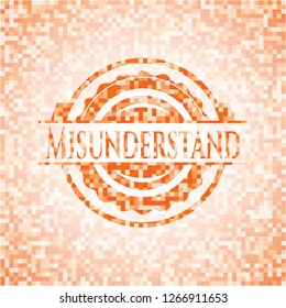 Misunderstand abstract orange mosaic emblem with background