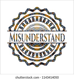 Misunderstand arabic style emblem. Arabesque decoration.