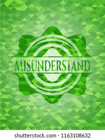 Misunderstand green emblem with mosaic background