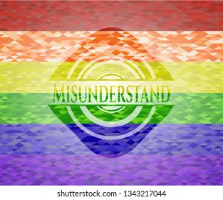 Misunderstand on mosaic background with the colors of the LGBT flag