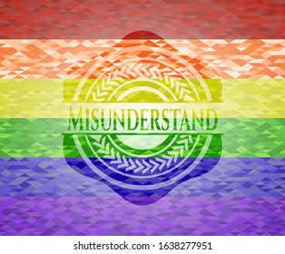 Misunderstand on mosaic background with the colors of the LGBT flag