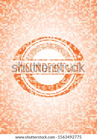 Misunderstand orange mosaic emblem with background