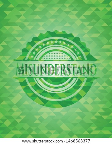 Misunderstand realistic green emblem. Mosaic background. Vector Illustration. Detailed.