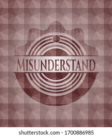 Verstehen Sie das rote Emblem oder Abzeichen mit abstraktem geometrischem Muster-Hintergrund. Nahtlos.