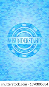 Misunderstand sky blue emblem. Mosaic background
