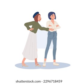 Misunderstanding, conflict, disagreement concept. Angry People shouting and fight. Flat vector cartoon illustration