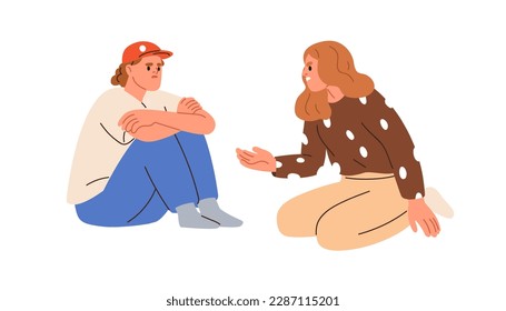 Malentendido, conflicto, desacuerdo en pareja, relación de socios. Una mujer enojada se pelea con un hombre. Concepto de mala comunicación. Ilustración vectorial gráfica plana aislada en fondo blanco