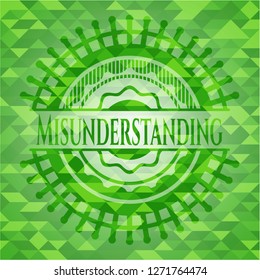 Misunderstanding green emblem. Mosaic background