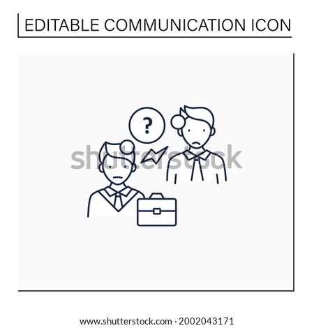 Misunderstanding line icon. Failure to understand. Misinterpretation. Discussion between two men. Effective communication concept. Isolated vector illustration.Editable stroke