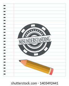 Misunderstanding pencil emblem. Vector Illustration. Detailed.