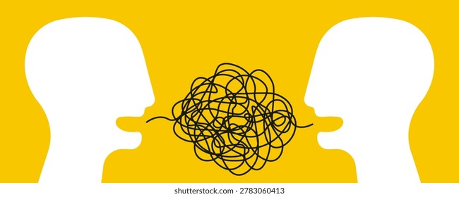 Misunderstanding and Tangled Communication Between Two White Head Silhouettes