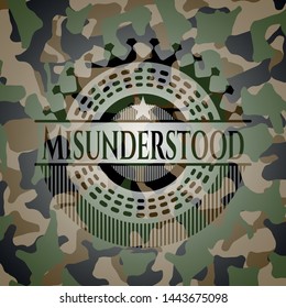 Misunderstood On Camo Texture. Vector Illustration. Detailed.