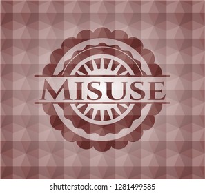 Misuse red seamless badge with geometric background.