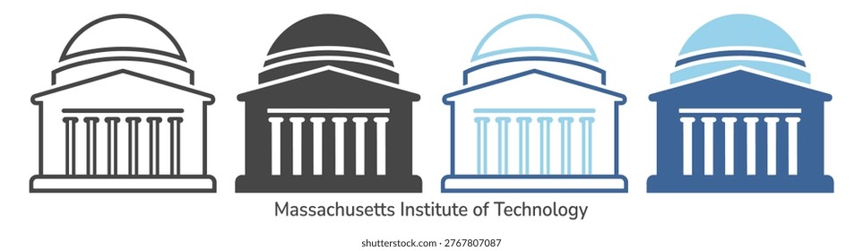 MIT education campus outline set icon